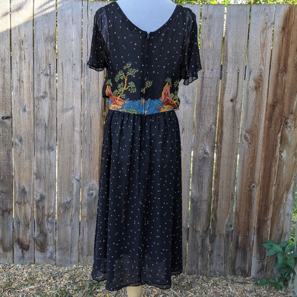 Vintage Morton Myles Flutter Sleeve Midi Dress - Picture 7 of 14